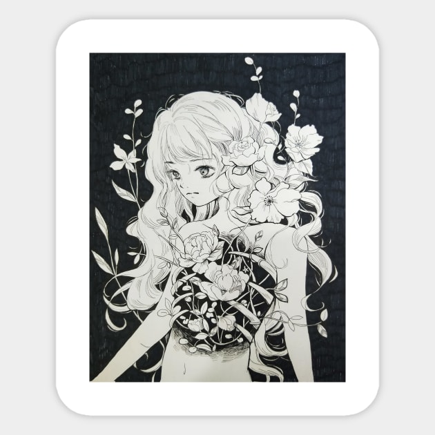 Girl Bone Flower Sticker by yunzhen_ho